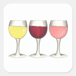 Red White Rosé Vin Glasses Winery Vin Taste Fyrkantigt Klistermärke