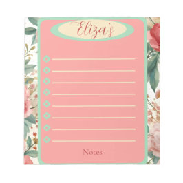Red & White Roses Spring Floral Vintage Notepad Anteckningsblock