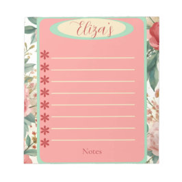 Red & White Roses Spring Floral Vintage Notepad Anteckningsblock