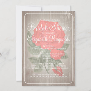 Red White Rustic Floral Bridal Shower Invitations Inbjudningar