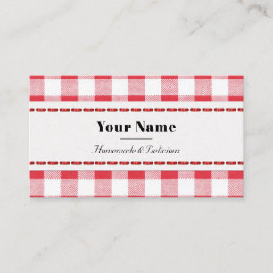 Red & White Rustic Play Homemade Visitkort