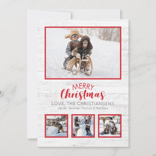 Red White Rustic Wood Photo jul (Framsida)