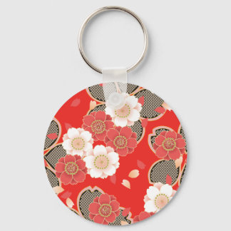 Red & White Sakura Japanska Kimono Nyckelring