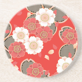 Red & White Sakura Japanska Kimono Underlägg