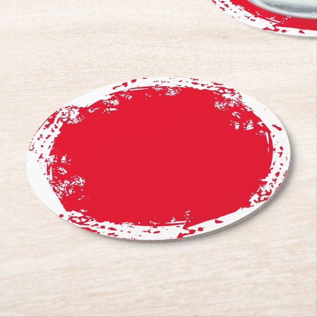 Red & White SCruff Round Underlägg (Vinklad)