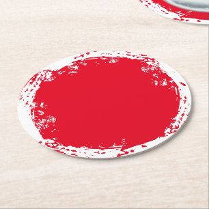 Red & White SCruff Round Underlägg Papper Rund