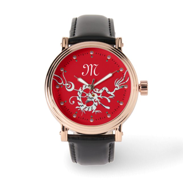 RED WHITE SEA DRAGON MONOGRAM ARMBANDSUR (Framsida)