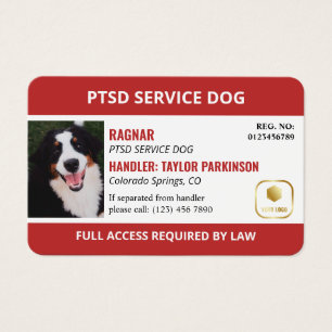 Red White Service Hund-Logotyp och foto-ID Visitkort