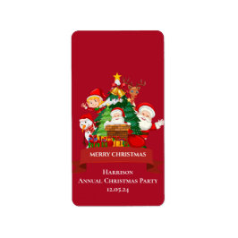 Red & White Simple God jul Adressetikett