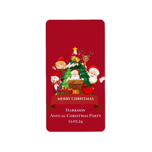 Red & White Simple God jul Adressetikett (Framsidan)