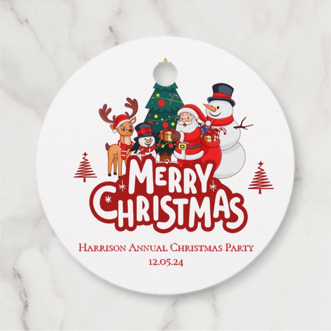 Red & White Simple God jul Gåvor Etiketter (Baksida)