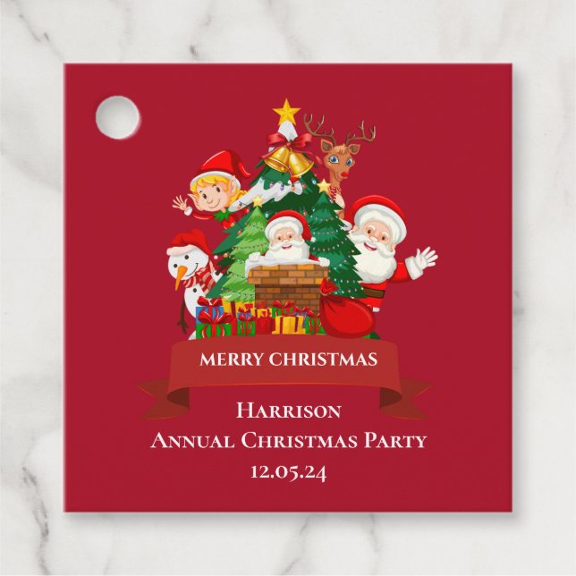 Red & White Simple God jul Gåvor Etiketter (Framsida)