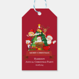 Red & White Simple God jul Presentetikett