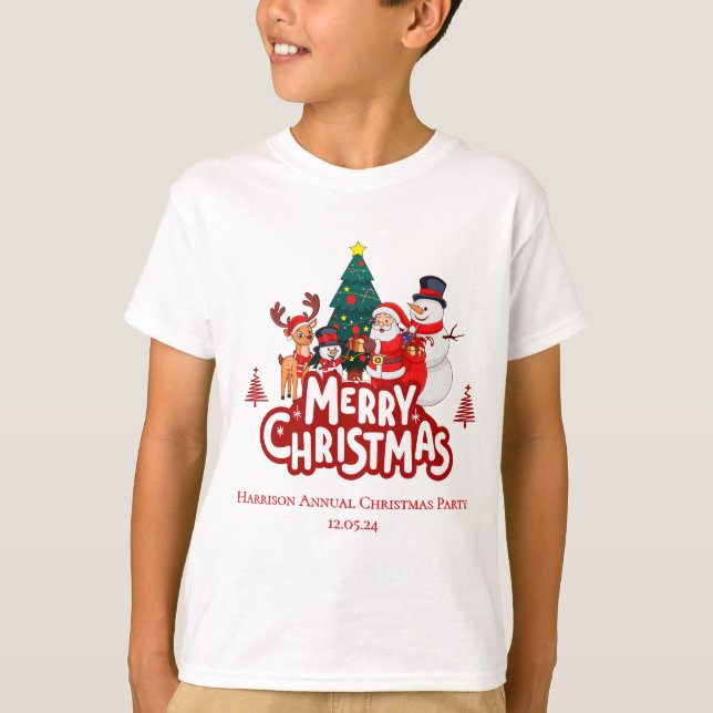 Red & White Simple God jul T Shirt (Framsida)