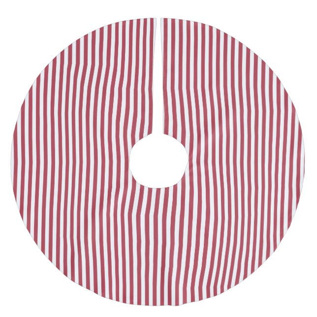 Red & White Simple Narrow Rand jul Mönster Julgransmatta Borstad Polyester (Framsidan)