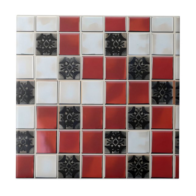 Red White Small Tile Mönster Kakelplatta (Framsidan)