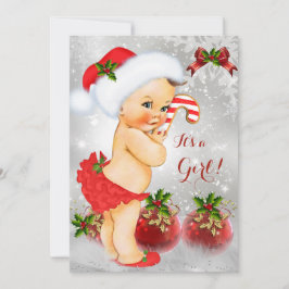 Red White Snö Grönt, jul Baby Shower Girl Girl Inbjudningar