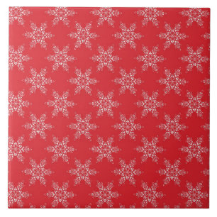 Red White Snöflingor Kakelplatta