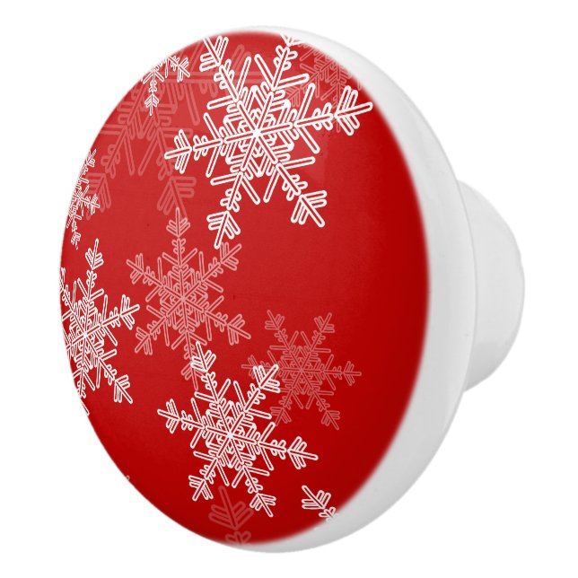 Red White Snöflingor - minimalistisk jul Knopp (Höger)