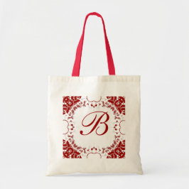 Red White Snöre Monogram Bag Tygkasse
