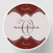 Red & White Snöre Monogram Bröllop