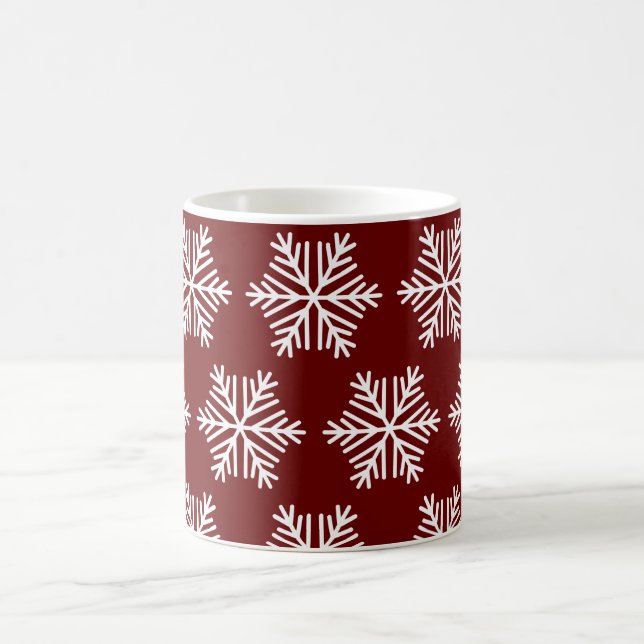 Red White Snowflake Christmas Pattern Coffee Mug  Kaffemugg (Center)