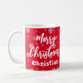 Red White Snowflake Elegant Simple God jul Kaffemugg