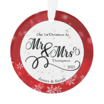 Red White Snowflake Första julen Newlyed