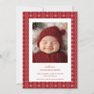 Red White Snowflake-jul Baby Meddelande