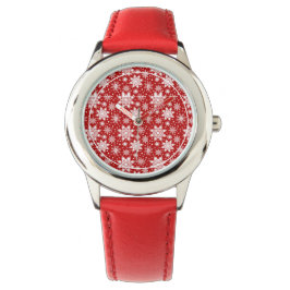 Red & White Snowflake jul Classic Mönster Armbandsur