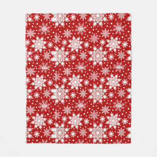 Red & White Snowflake jul Classic Mönster Fleecefilt