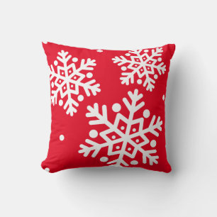 Red White Snowflake Modern Classic Kudde