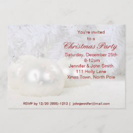 Red & White Snowflake Ornament jul Party Inbjudningar