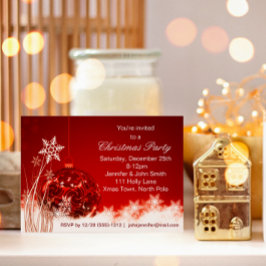 Red & White Snowflake Ornament jul Party Inbjudningar