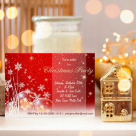 Red & White Snowflake Ornament jul Party Inbjudningar