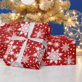 Red & White Snowflake Seamless Mönster Presentpapper