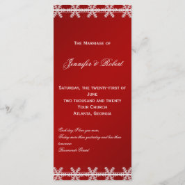Red White Snowflake Winter bröllopsprogram Program