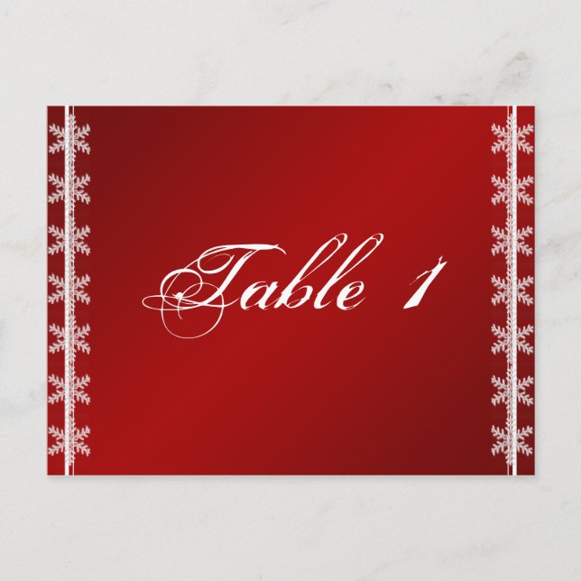 Red White Snowflake Winter Wedding Bordsnummer (Framsida)