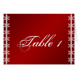Red White Snowflake Winter Wedding Bordsnummer OBS Kort