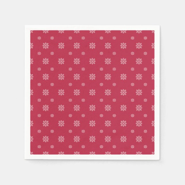 Red & White Snowflakes Simple Modern Christmas  Pappersservett (Framsidan)
