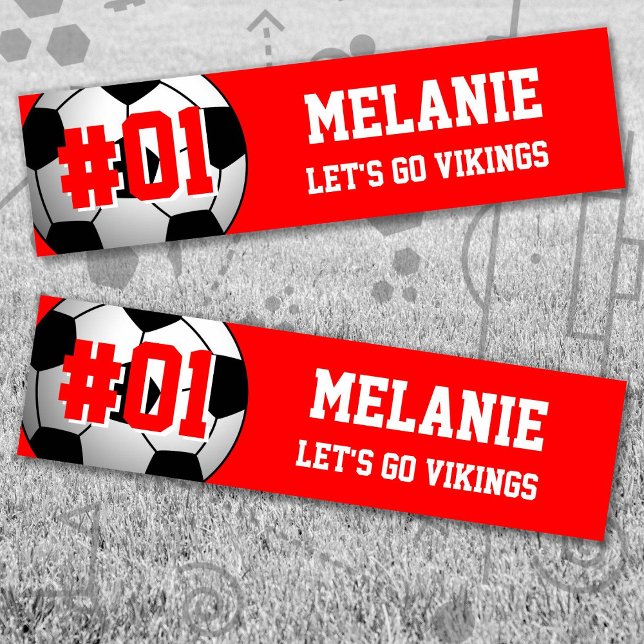 Red White Soccer Team Bildekal (Red and White Soccer Let's Go Team Bumper Sticker. Celebrate your high school or college athlete.)