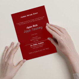 Red White Solid Färg Plain, Aqiqah Baby Shower Inbjudningar