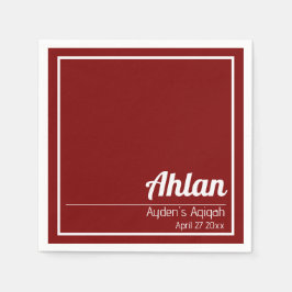Red White Solid Färg Plain, Aqiqah Baby Shower Pappersservett