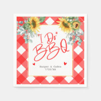 Red White Solros I Do BBQ Bröllop Napkins