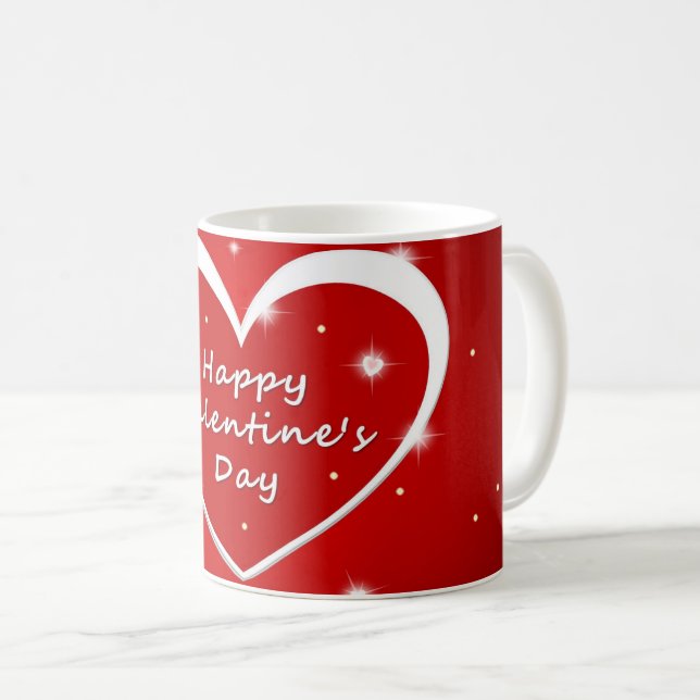 Red & White Sparkling Heart Valentine Day Mugg (Framsida höger)
