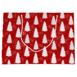 Red & White Sparkly Snöflingor & Träd jul