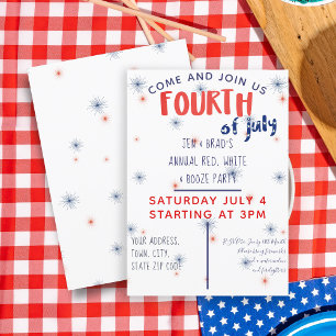 Red White & Sprit Fjärde juli-partiets inbjudan