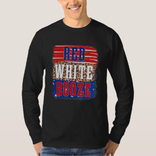 Red White & Sprit Retro Leopard Lycklig 4 juli T Shirt