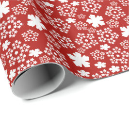 Red & White Star & Snowflake Mönster Presentpapper