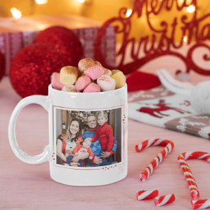 Red & White Stars Family Photo God jul Kaffemugg